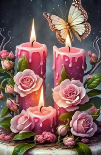 Diamond Painting Kerzen mit Blumen